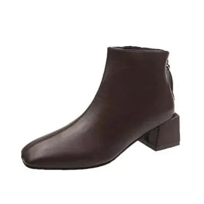 35 / 1 Fashion Winter Short Boots Comfortable Square Toe Shoes Plush Warm Zipper Square Heels Lady Shoes e Ankle Boots For Women