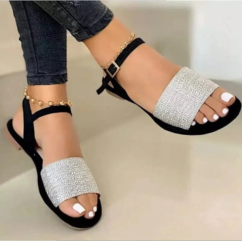 35-43 large women's shoes Summer new casual flat bottom buckle women wear sandals women's slippers