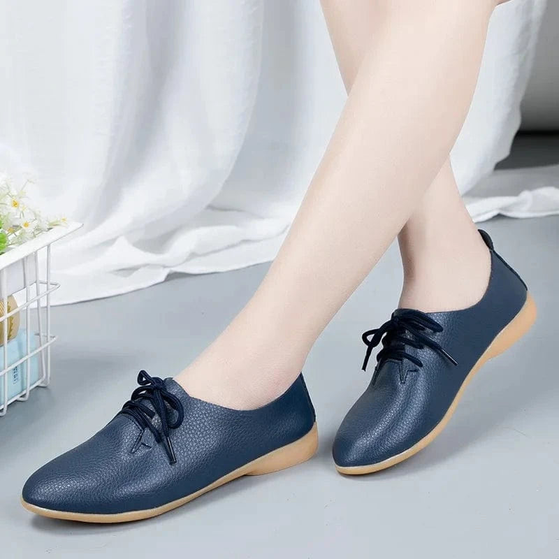 35-44 large size small white shoes single shoes 16 colors cowhide casual office flat closed shoes for women