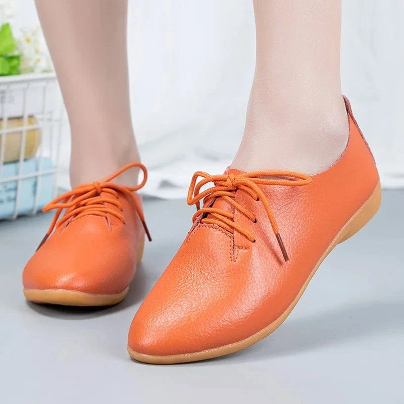 35-44 large size small white shoes single shoes 16 colors cowhide casual office flat closed shoes for women