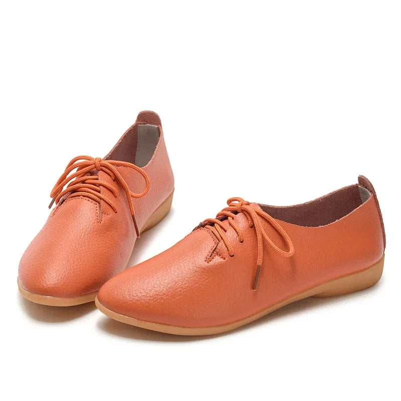 35-44 large size small white shoes single shoes 16 colors cowhide casual office flat closed shoes for women