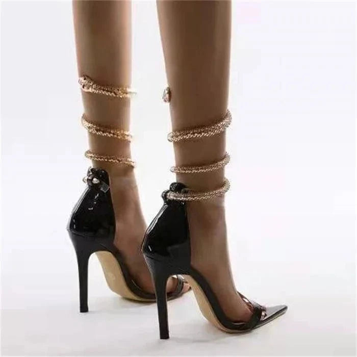 35 / Black New arrivals high heels with decoration luxury women's sandals heels summer ladies shoes and sandals