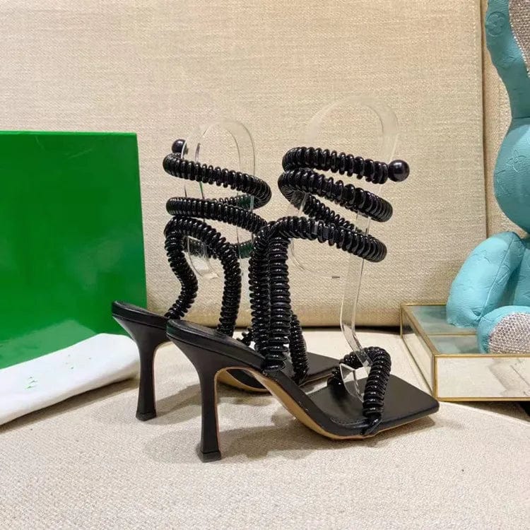 35 / Black OUDINA 2022 Trendy Fashion Elegant High Quality High Heel Shoes For Women Sandals High Heels