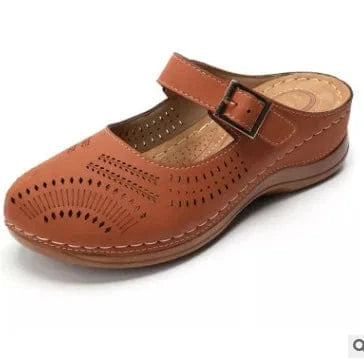 35 / Brown Spring New hole shoes light comfortable retro hollow out car line flat non-slip Breathable Lightweight Casual walking Shoes