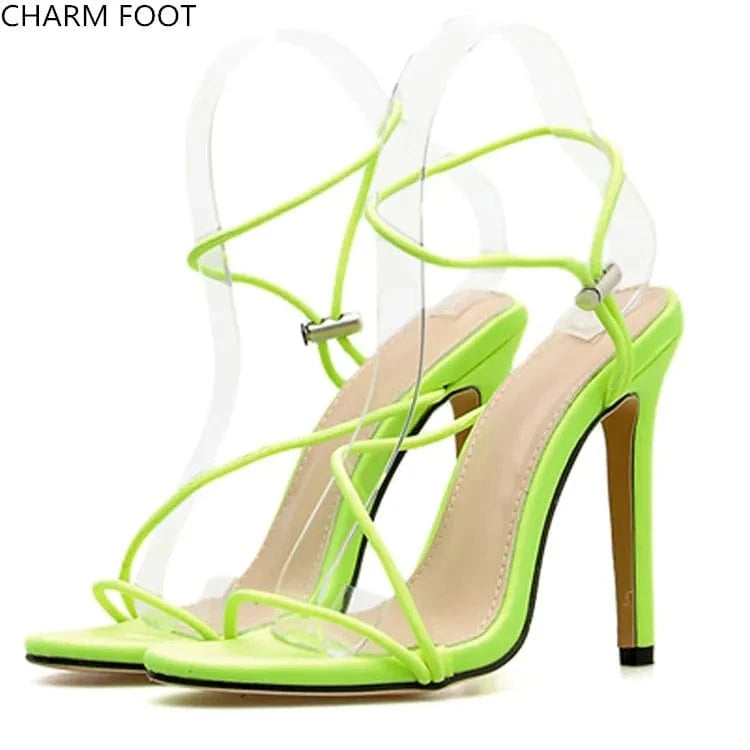 35 / Green hot sale sex for girl buckle strap Fine high heel sandal