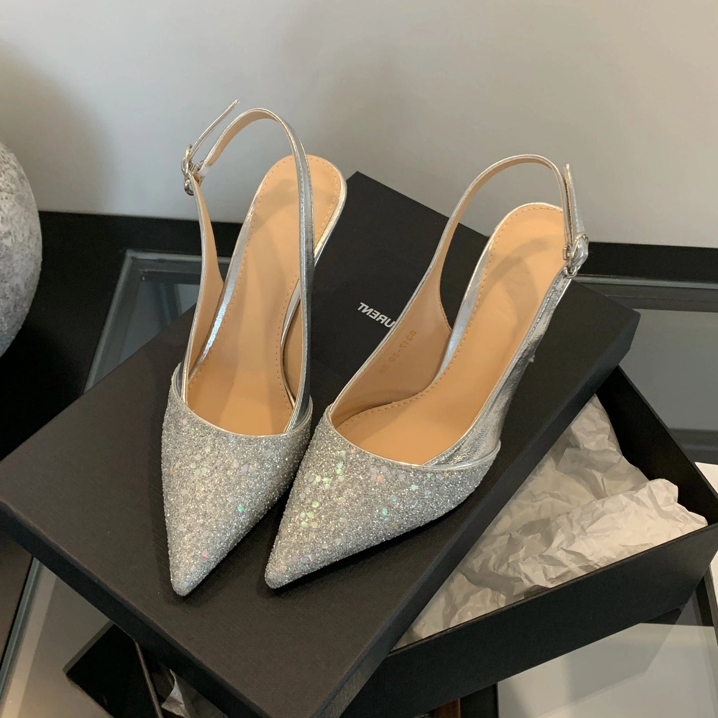 35 / silver Thin Heel Baotou Sandals for Autumn 2025 New Arrival Fashionable All-Match Small Heel Shoes for Women