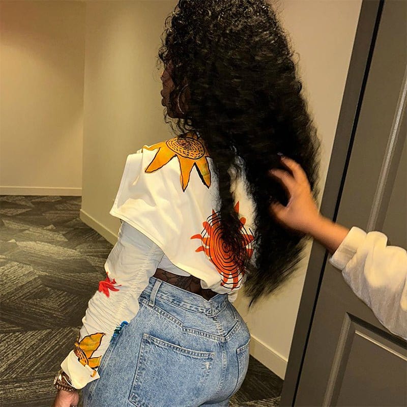 35999 Print Triangular Scarf Shawl Match Shirt Ladies Elegant Streetwear Women Top