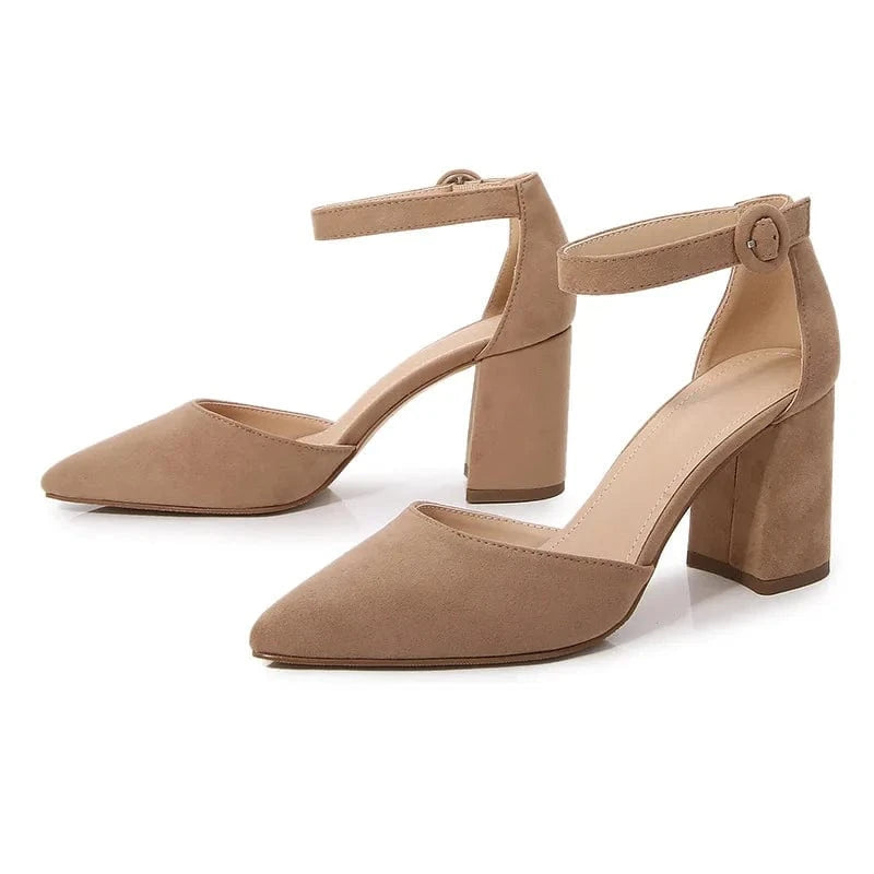 36 / Apricot 2024 Spot red pointed slope one line belt evening party fashion business commuting mature sexy women high heel sandals