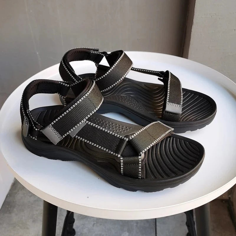 36 / Black+grey Women's sandals trendy classic couples beach sandals large size shoes 36-46 for men and women