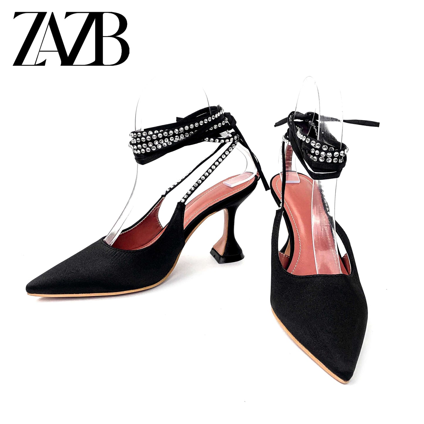 36 / Black Office formal Pointed head cross belt women high heel shoes designer famous brands stiletto heels Open toe Dress Sandal