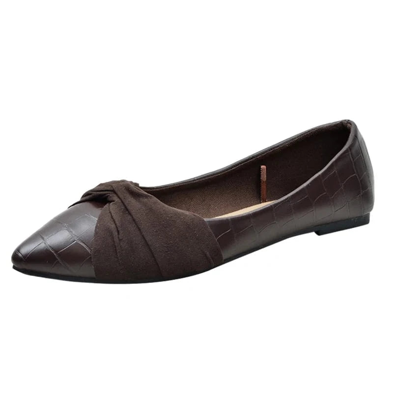 36 / Brown Bow Factory direct sale flat pump shoes beautiful ladies shoes pointed toe women ballerinas lady casual flat shoes