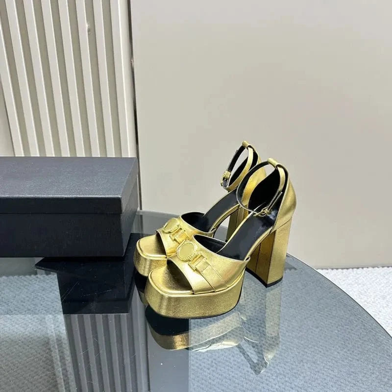 36 / Gold 2024 new style fashion platform women's nightclub high heels luxury designer famous brands high heels women's sandals