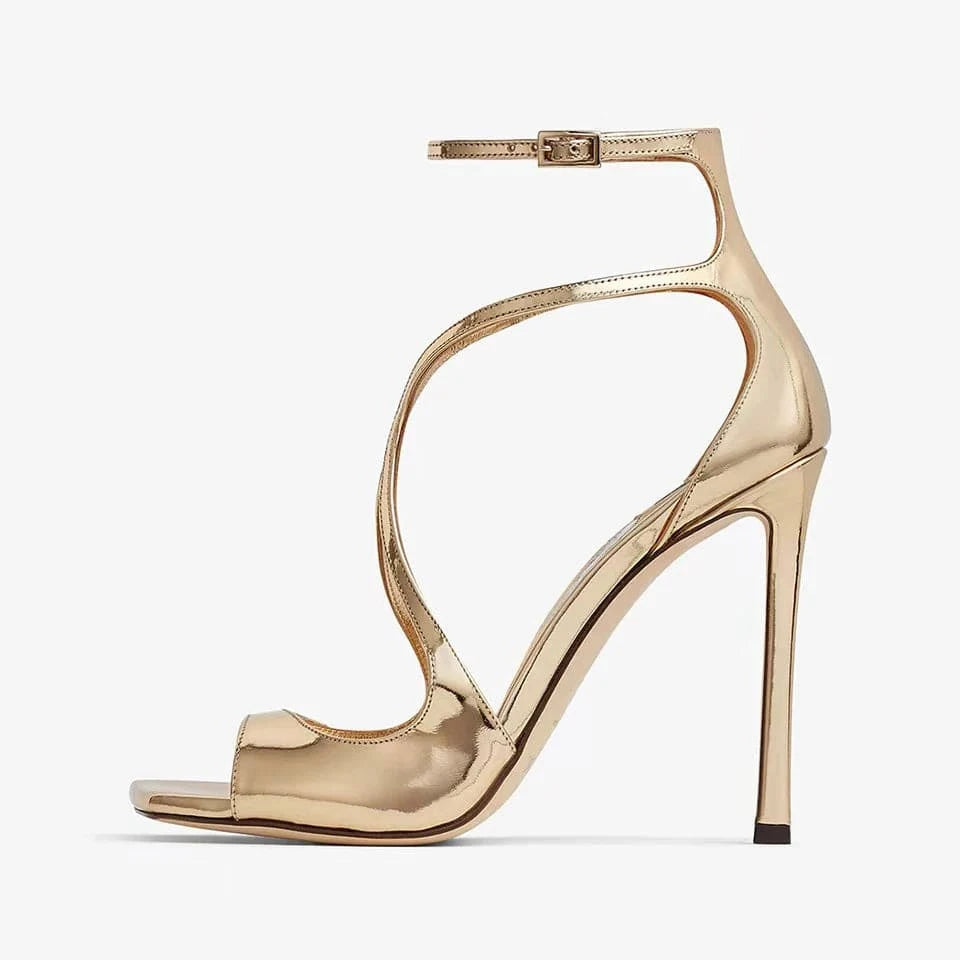 36 / Gold Ready stock hot recommend spring and summer New Cross button open toe stiletto high heels 2024