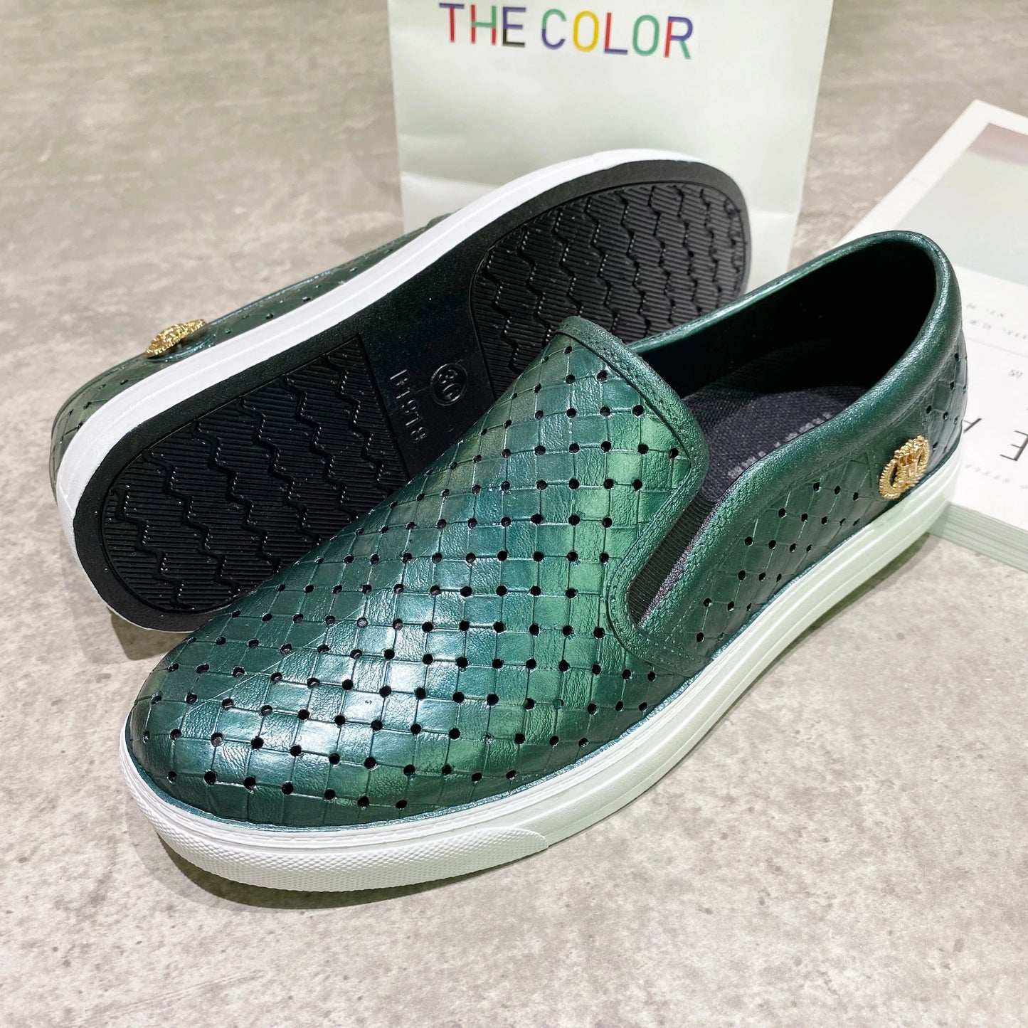 36 / Green Summer women fashion fancy outdoor office street colorful pvc flat casual loafers shoes slippers ladies