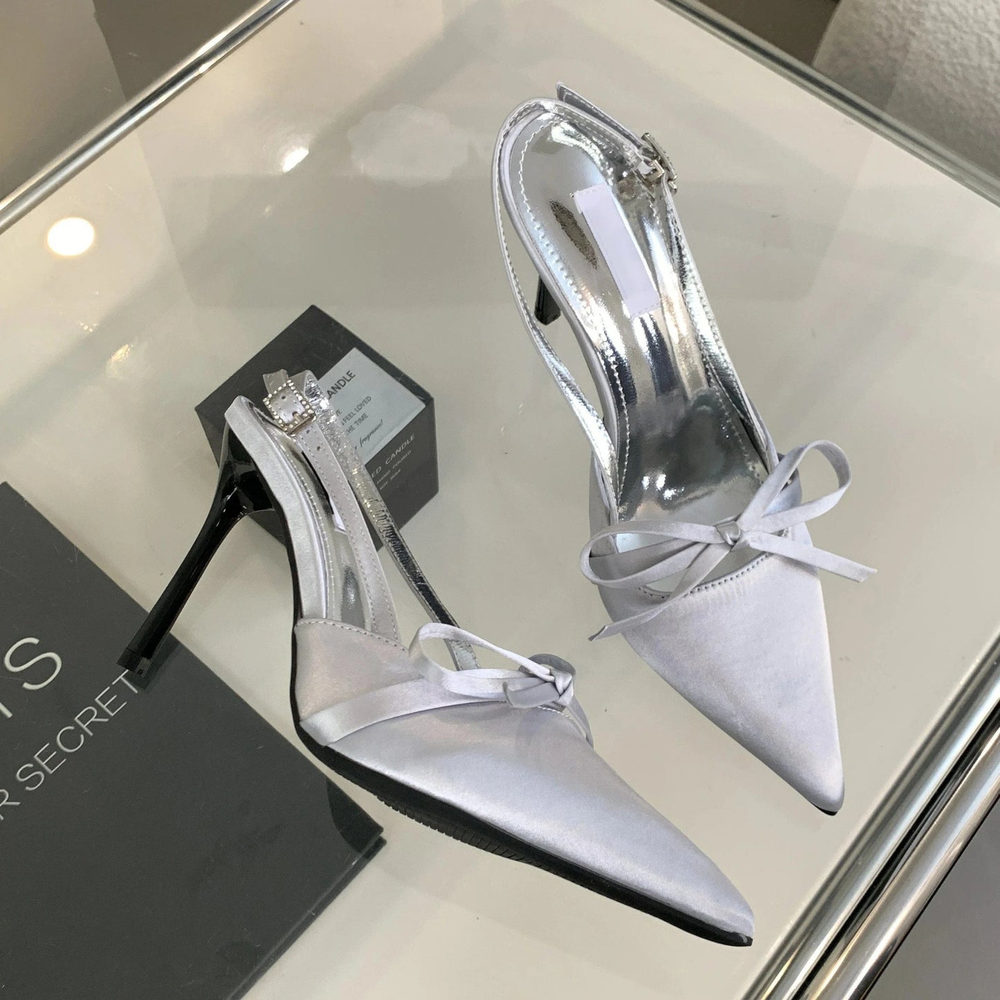 36 / Grey 2024 hot sale New pointed bow temperament women's party fashion high heels