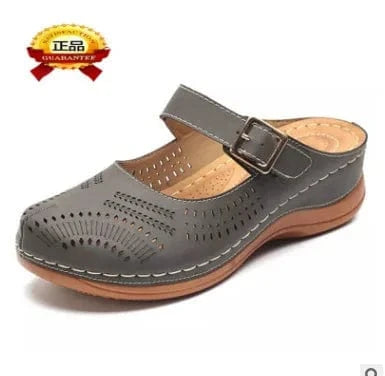 36 / Grey Spring New hole shoes light comfortable retro hollow out car line flat non-slip Breathable Lightweight Casual walking Shoes