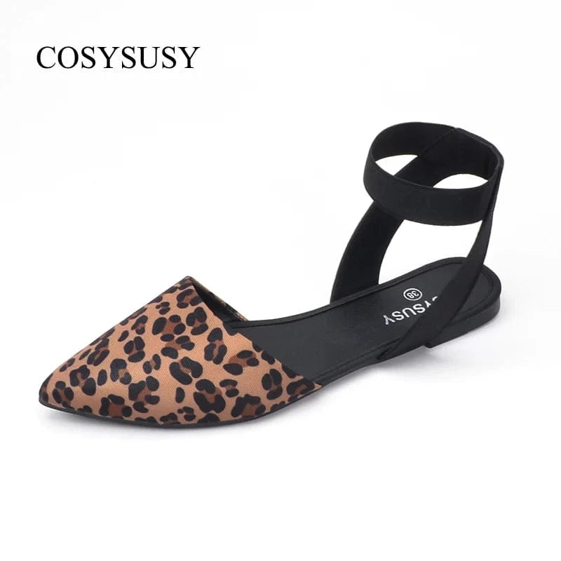 36 / Leopard print latest design trendy pointed toe ladies flat doll ballerina shoes for women flat