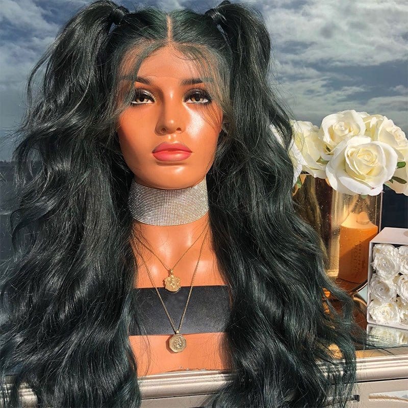 360 full lace wigs for black women hd transparent lace human hair lace front brazilian green color body wave human hair wigs