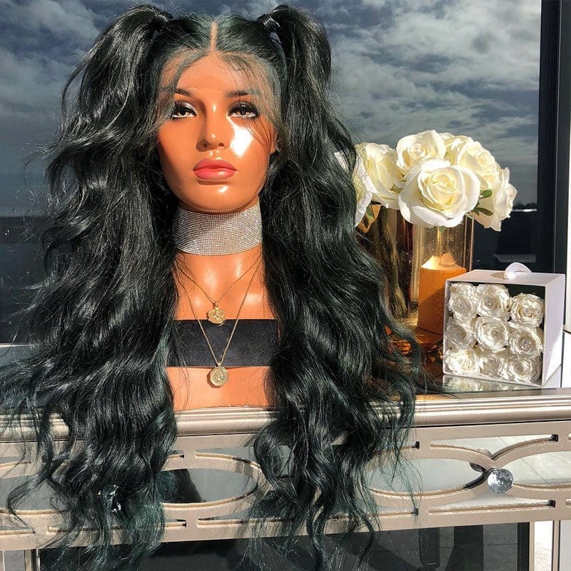360 full lace wigs for black women hd transparent lace human hair lace front brazilian green color body wave human hair wigs