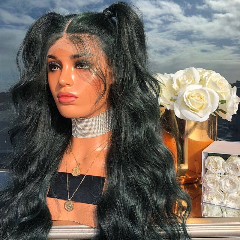 360 full lace wigs for black women hd transparent lace human hair lace front brazilian green color body wave human hair wigs