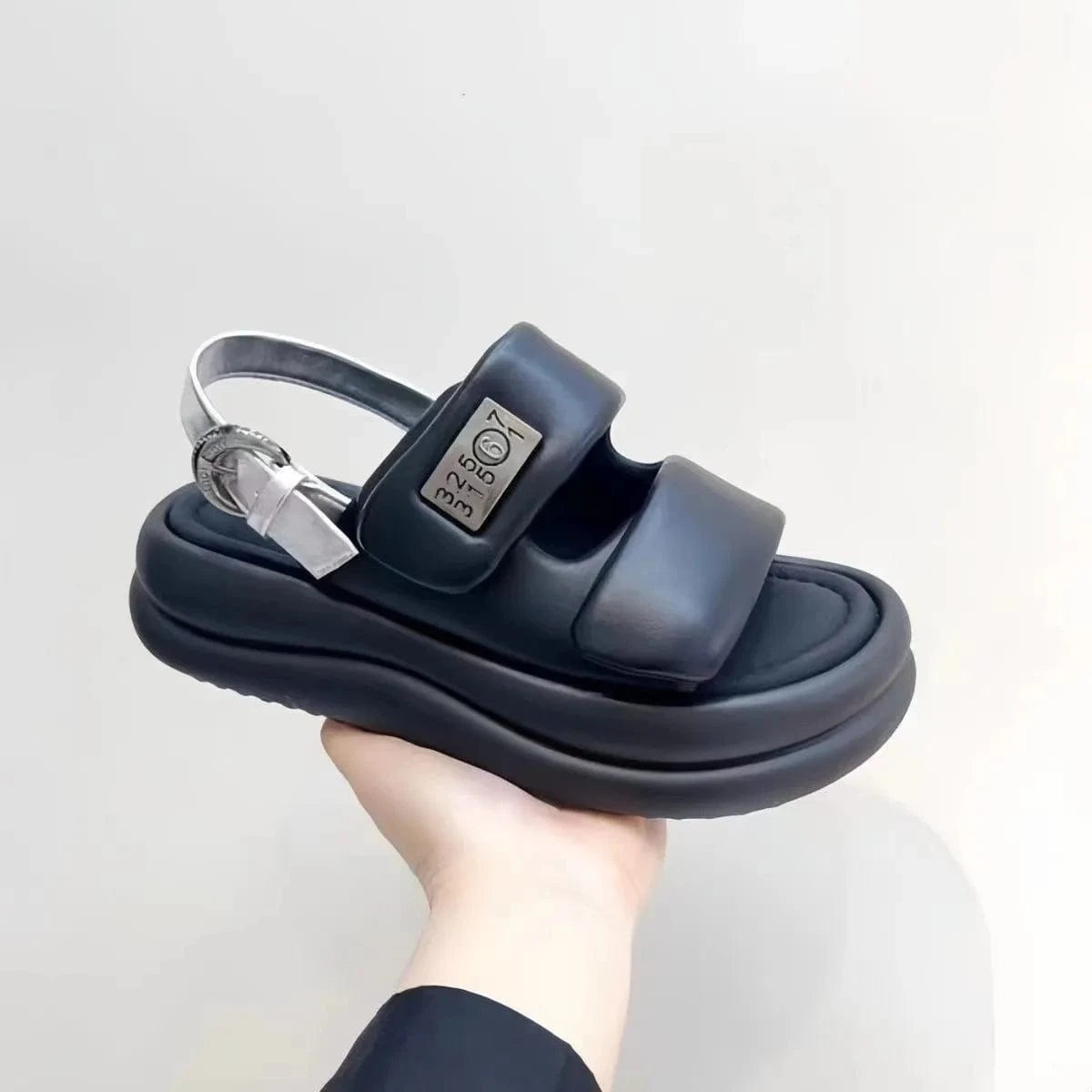 37 / Black Dropshipping Custom Logo Women Flat Sandals Comfortable 2024 Walking Style Casual Ladies Wedges Sandals