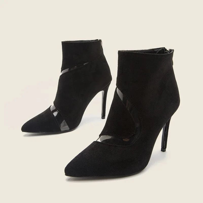 37 / Black Fashion Female Autumn Winter High Heels Stilettos Women Pointed-toe Suede Martin Boots Sexy Party Ladies Ankle Boots