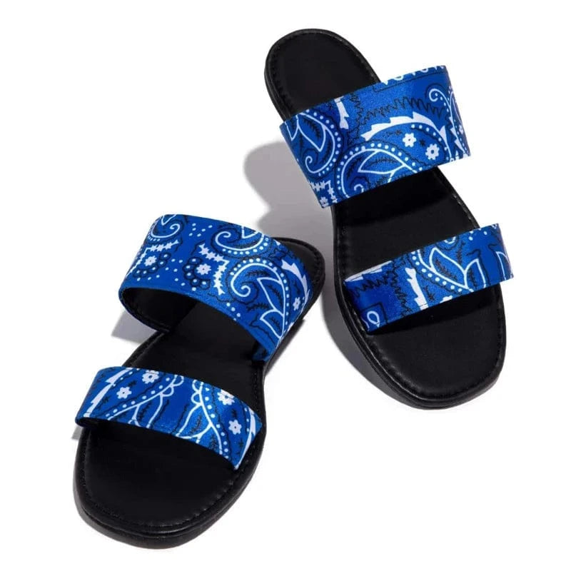 37 / Blue-2 Stylish mules shoes women flat sandalias de verano women footwear slipper ladies shoe and sandal