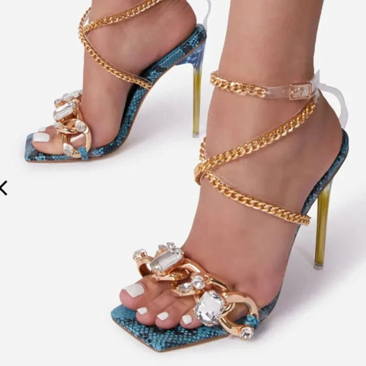 37 / Green Sexy high heels rhinestone lace-up shoes plus size shoes women's sandals with sri lankan price women's dress sandals size 13