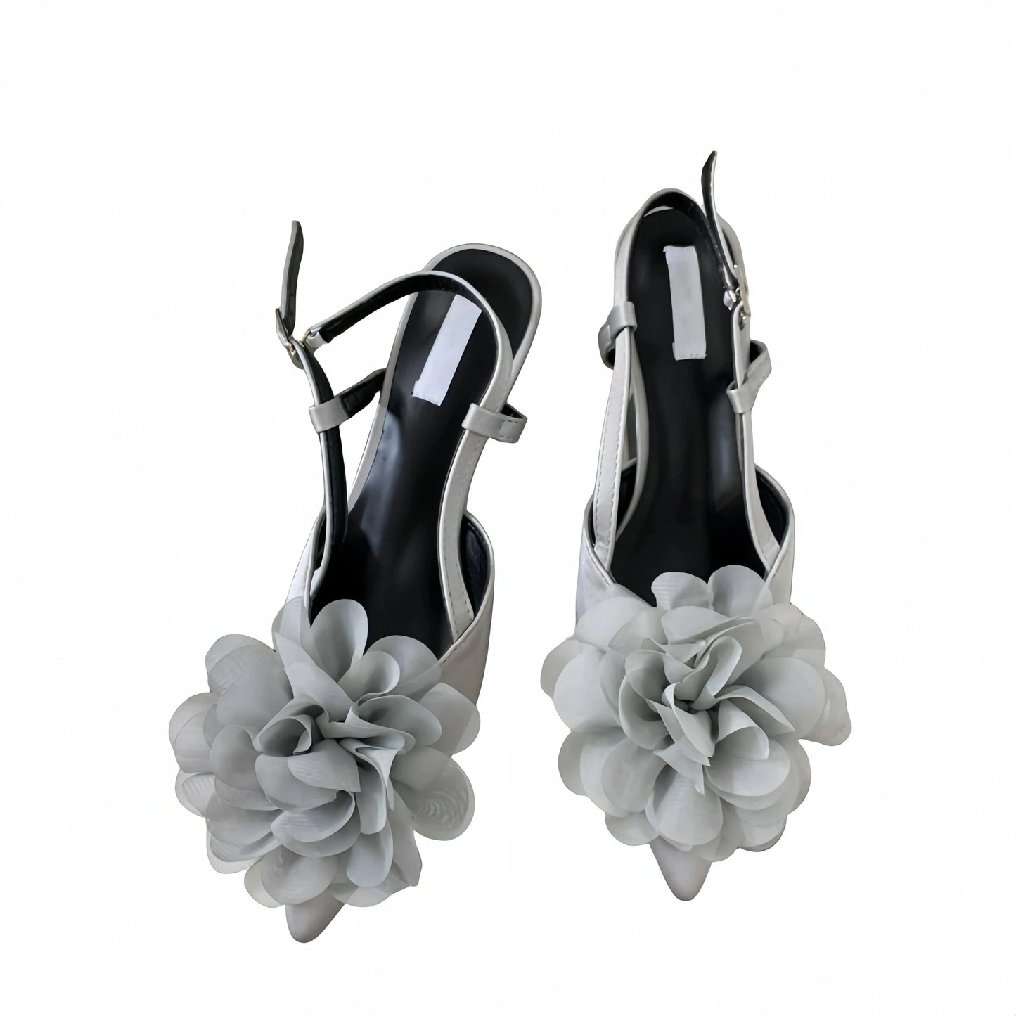 37 / Grey Hot sale 2024 New French flower Chinese style pointed wedge women's shoes elegant high heels