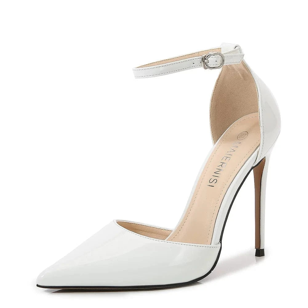 37 / White sh11064a Sexy 12cm Pretty Girl High Heel Shoes Metal Stiletto High Heels Plus Size 35 - 46