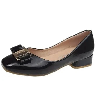 38 / 2 1-3cm Classic Bridal Wedding Shoes Woman Metal Decoration Pumps Bowknot High Heel Designer Brand Chunky Heels Shoes Ladies Dress Pumps