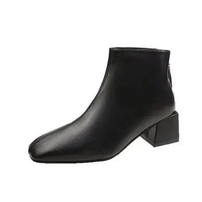 38 / 2 Fashion Winter Short Boots Comfortable Square Toe Shoes Plush Warm Zipper Square Heels Lady Shoes e Ankle Boots For Women