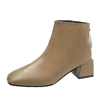 38 / 3 Fashion Winter Short Boots Comfortable Square Toe Shoes Plush Warm Zipper Square Heels Lady Shoes e Ankle Boots For Women