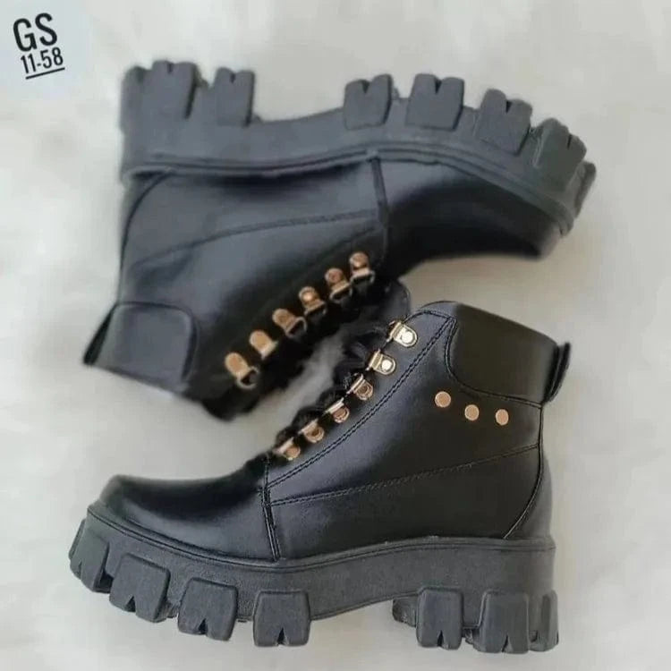 38 / Black Autumn new large size foreign trade women's shoes tube front lace up casual fashion ankle boot