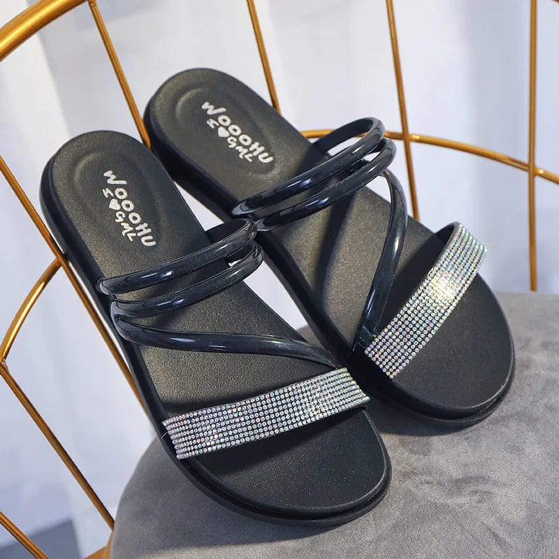 38 / Black New summer Woman Shoes Fashion Casual Flat Rome Sandal adult Beach Shoes Lightweight Breathable Soft Non-slip Shoes