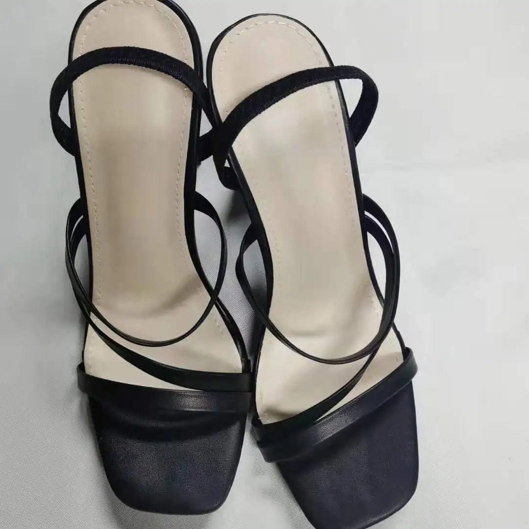 38 / Black Size 35-41 summer new style thick heel women sandals high heels plus size office lady women's office lady street work wear shoes