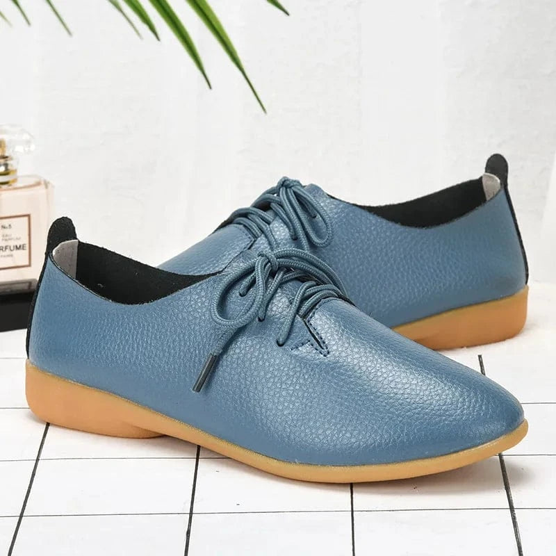 38 / light blue 35-44 large size small white shoes single shoes 16 colors cowhide casual office flat closed shoes for women