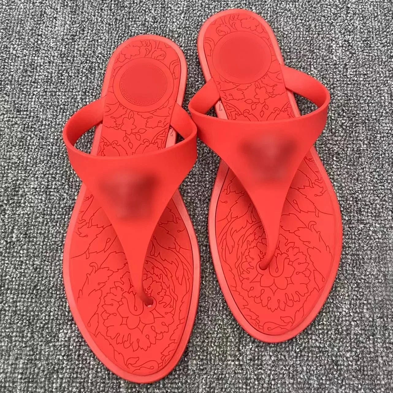 38 / Red Wholesale designer brand sandal fashion summer ladies flat slipper black PU leather flip flops slippers for women