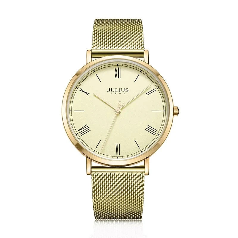 38mm A New Julius Women's Watch Fine Fashion British Plaid Style Hours Dress Bracelet Real Leather Clock Girl Birthday Gift Box
