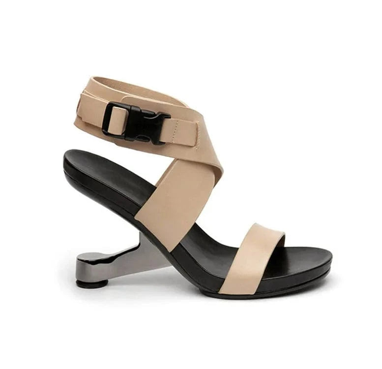 39 / Apricot Women Casual Sandals Simple Round-toe Open-toe Zapatos De Mujer Cross Strap Slingback High Heel Sandals Ladies Outdoor Sandalias