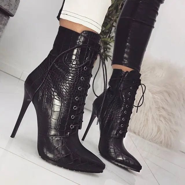39 / black-1 New model short Plaid boot square heel boots for women fancy heel ladies pointed toe boot shoes