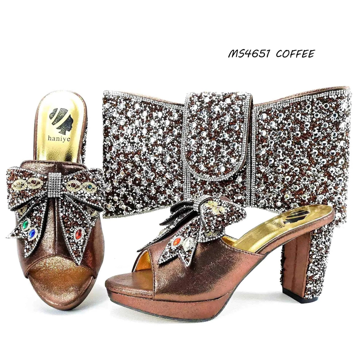 39 / Coffee 2024 Coffee color  African matching shoes and bag set for nigeria bag and shoes set italian ladies elegant designs party