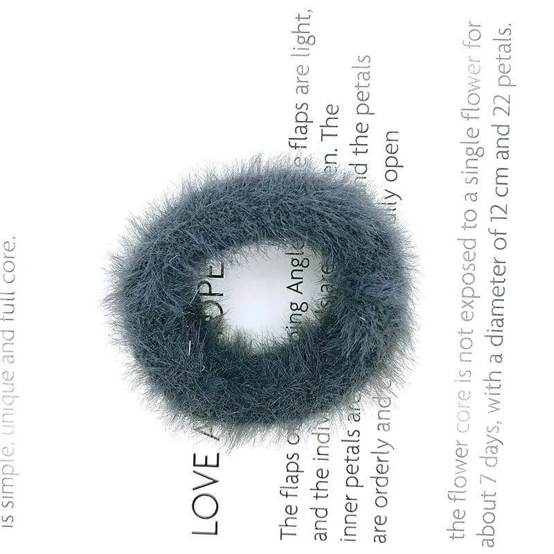 39 Dark Gray Short Plush Hair Ties Cute Plush Rabbit Ear Hair Rope Lovely Ring Women Autumn Winter High Elastic Band Scrunchies Fur Hair Ties for Girls