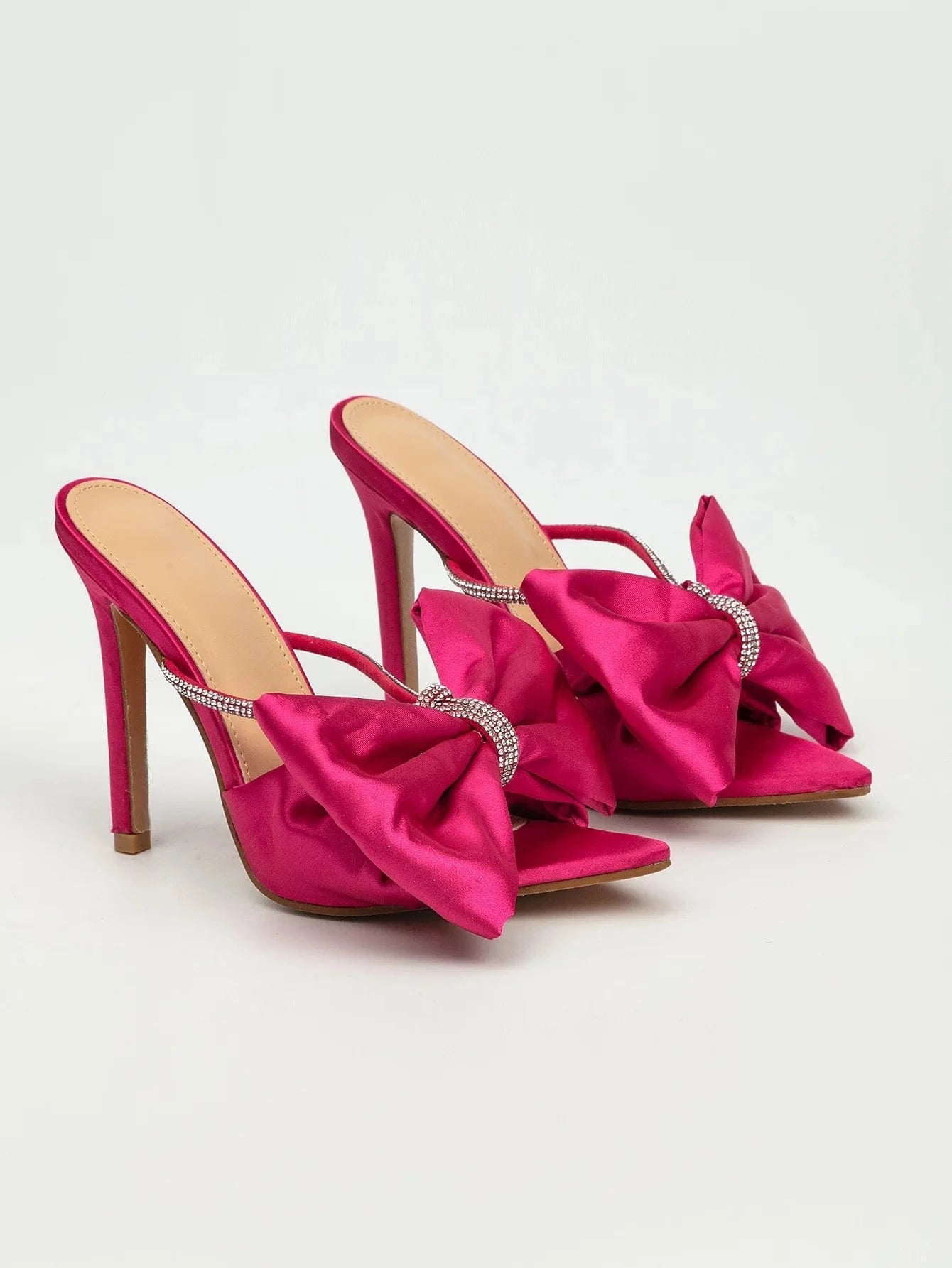39 / Pink PDEP Sexy 2022 Elegant Party Dress Shoes With Big Bow Knot butterfly Rhinestone Steel Toe High Heels Shoes For Women