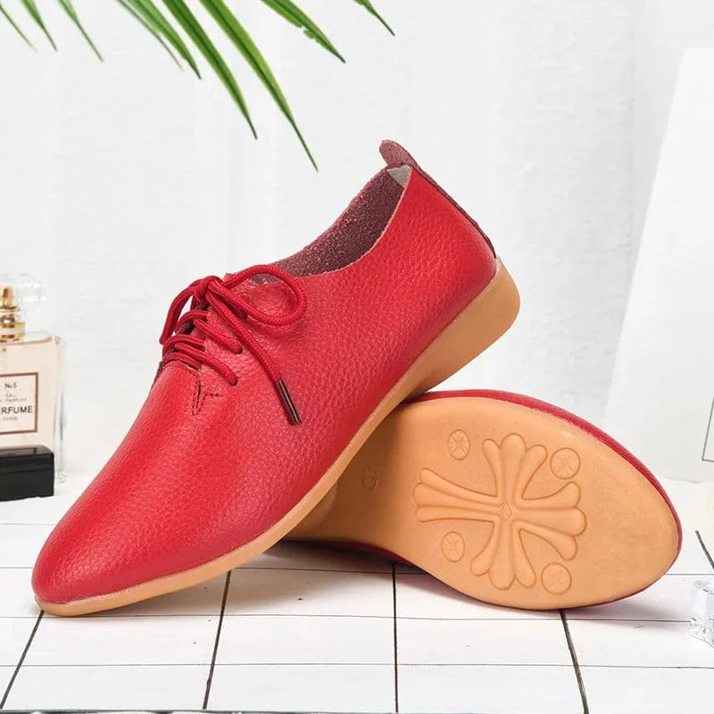 39 / Red 35-44 large size small white shoes single shoes 16 colors cowhide casual office flat closed shoes for women