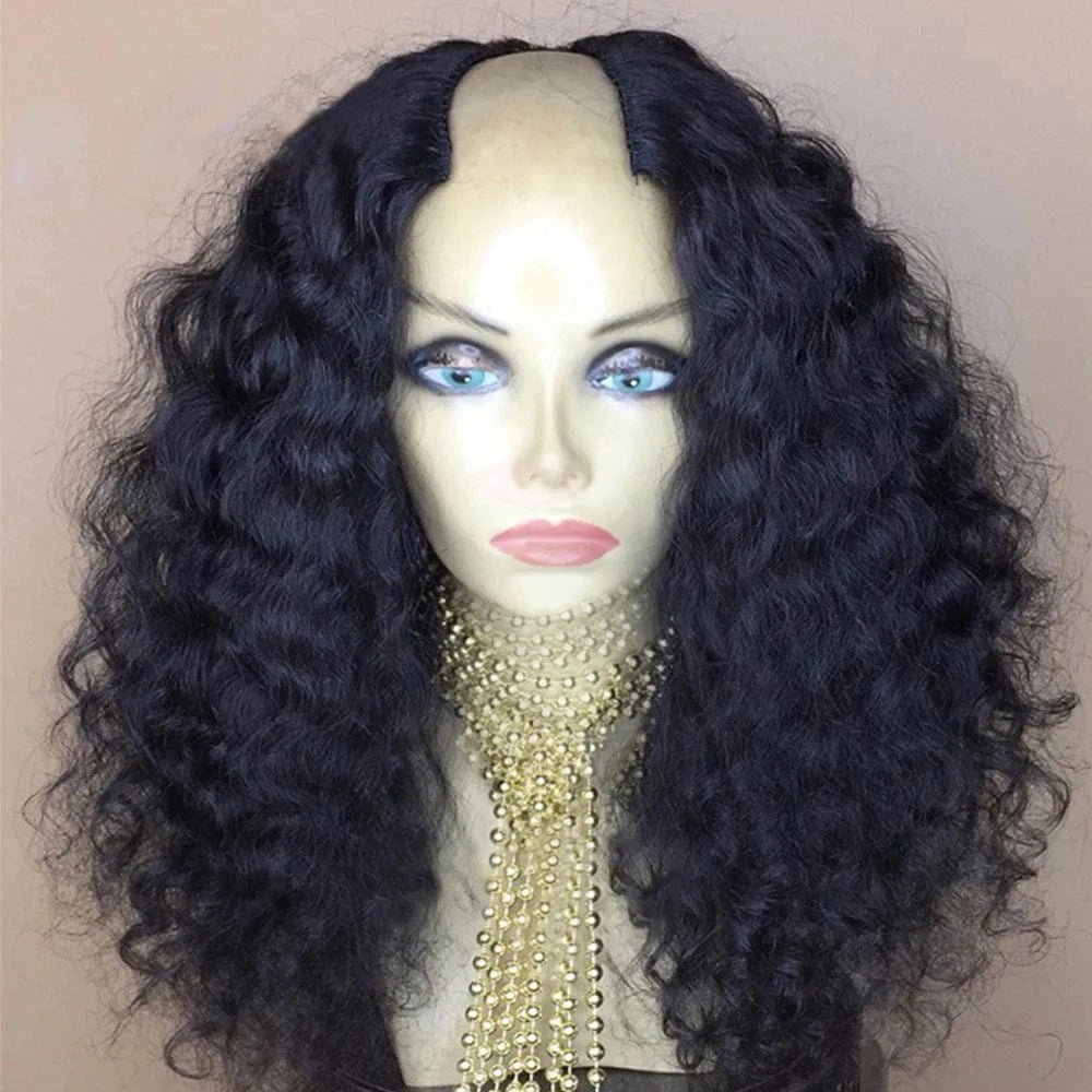 3C 4A Custom Thin U Part Curly Human Hair Wigs For Women 250% High Density Glueless Burmese Deep Curly U Part Hair Wig