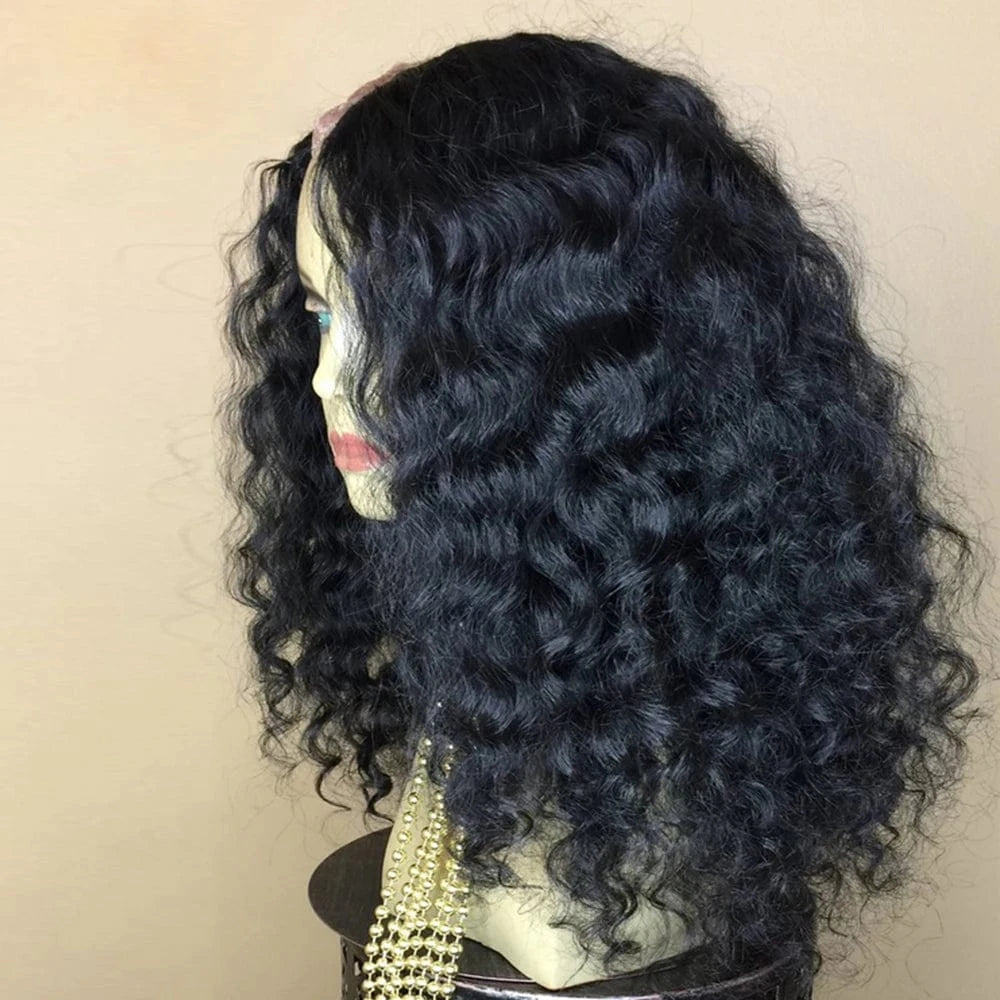 3C 4A Custom Thin U Part Curly Human Hair Wigs For Women 250% High Density Glueless Burmese Deep Curly U Part Hair Wig