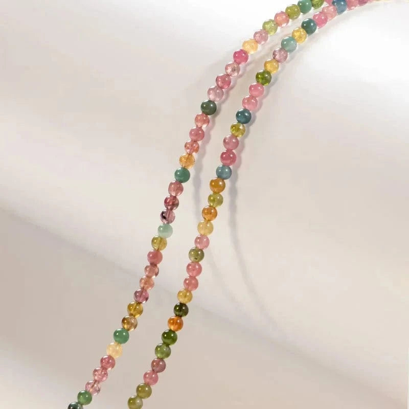 3mm rainbow pearl tourmaline bracelet Fashion temperament Chinese style woven magnet crystal hand jewelry