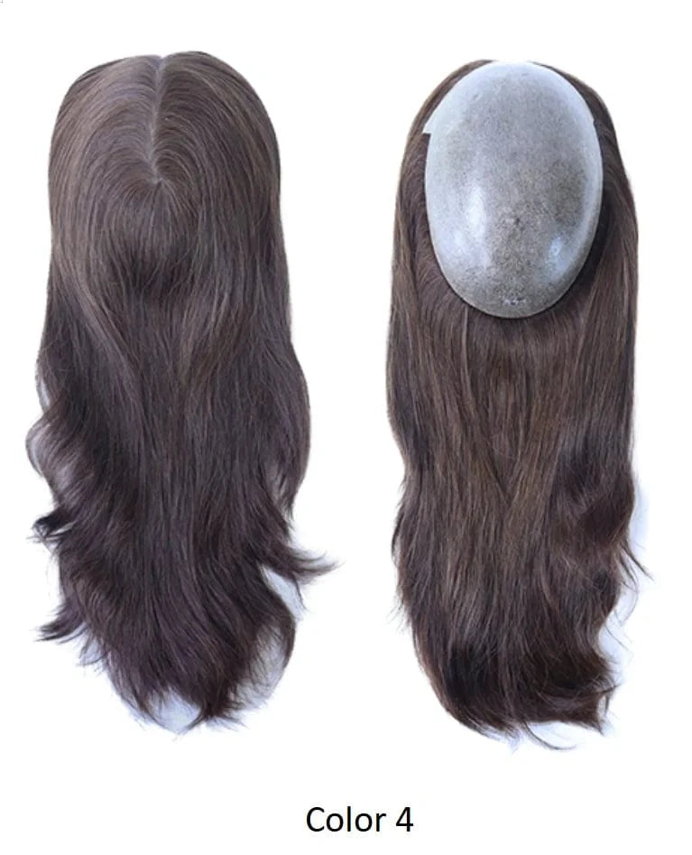 #4 / 16 Inches TP22 Natural looking 100% Chinese cuticle remy hair natural knotted polyskin topper for women human hair wigs
