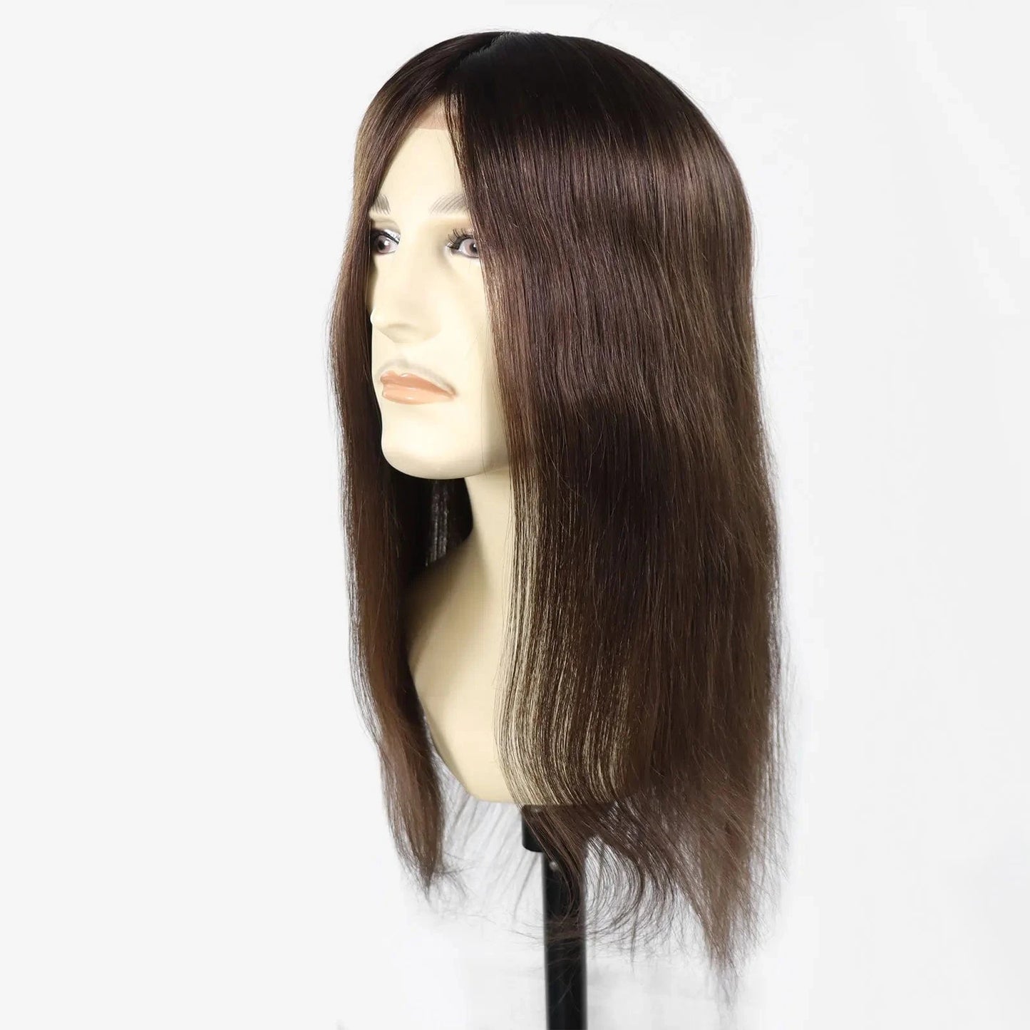 4# 18 Inches Long Male Hair Prosthesis 8x10 Man Hair Patch Front Lace Base Cap Lace Toupee For Men Wig